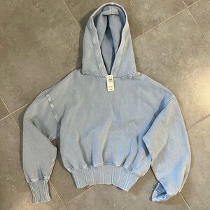 XXS Aerie Cropped Light Blue Women's Hoodie NWT